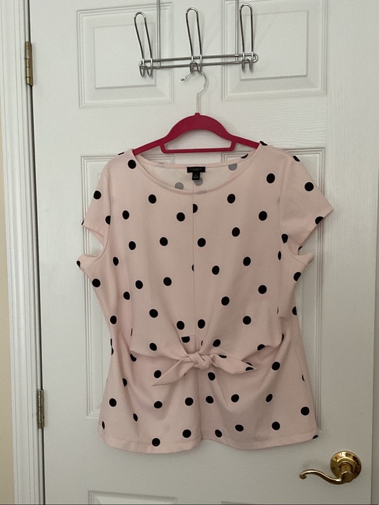 Ann Taylor Tops - Ann Taylor Pink Polka Dot Tie-Front Blouse